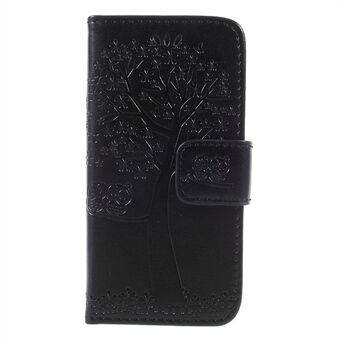 Imprint Tree Owl Magnetic Wallet PU Læder Stand Cover til iPhone 5/5s/SE