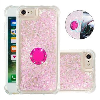 Shockproof Glitter Sequins Quicksand TPU Phone Protective Shell with Ring Kickstand for iPhone 6s/7/8/SE (2020)/SE (2022)