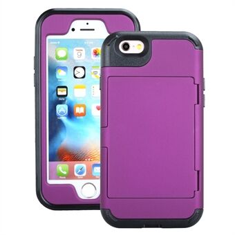 Drop-resistant PC + TPU Kickstand Combo Case with Card Holder for iPhone 6/6s 
