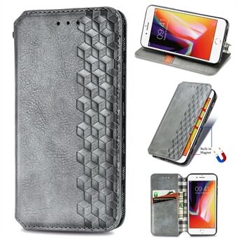 Fashion Autoabsorberet Rhombus Texture PU Læder Pung Stand Cover til iPhone 7 / iPhone 8 / iPhone SE 2020/2022