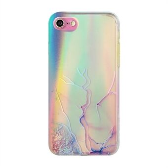 Bling Light Marmormønster Farverigt Laser Fleksibelt TPU-telefoncover til iPhone 7 / iPhone 8 / iPhone SE 2020/2022