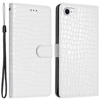 Flip Cover til iPhone 6/6s/7/8 Crocodile Texture Stand Telefon PU læder pung etui med håndstrop