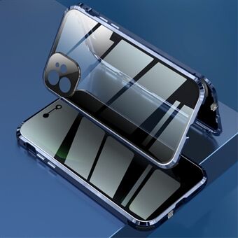 Låsinstallation Metalramme + dobbeltsidet hærdet glas + linsecover Anti-peep cover til iPhone 11