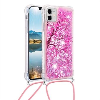 Pattern Printed Quicksand Glitter Sequins TPU Phone Case Protector with Strap for iPhone 11 