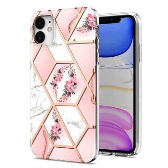 Deco Marmor Blomter Motiv TPU telefoncover til iPhone 11 - Pink Marmor Blomst