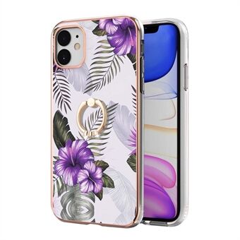 Ring Kickstand Holder Marble Pattern Soft IMD TPU Shockproof Back Cover Case for iPhone 11 