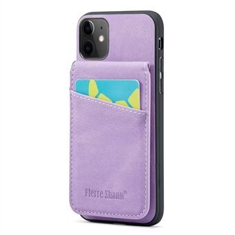 FIERRE SHANN Kickstand telefoncover til iPhone 11 Crazy Horse Texture PU-læder+TPU-kortholder