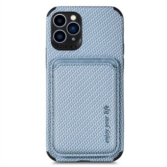 Til iPhone 11 Pro  Anti-slid Carbon Fiber beskyttende telefontaske Tekstur PU læder + TPU + PVC bagcover med aftagelig magnetisk kortholder