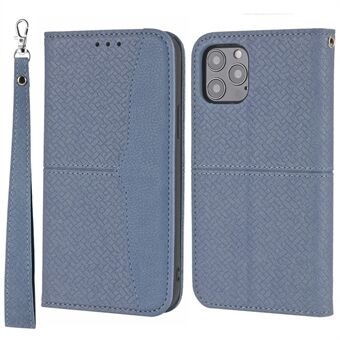 Woven Texture Wallet Stand Lædertaske med Handy Strap til iPhone 12/12 Pro 