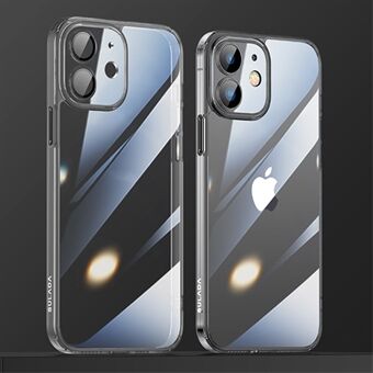 SULADA Crystal Steel Series til iPhone 12  gennemsigtig galvanisering TPU + etui af hærdet glas Anti-gulning telefoncover