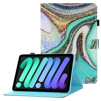 Mønsterprint Stitch Line Card Slots Læder Beskyttende Tablet Cover Stand Case til iPad mini (2021)