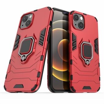 Anti-Drop 2-i-1 PC TPU Hybrid Cover Med Ring Holder Kickstand Til iPhone 13 - Rød