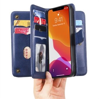 Anti-ridse telefoncover Stand Shell med flere kortpladser tegnebog til iPhone 13 - MørkeBlå