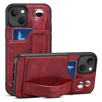 SUTENI Card Slot Design PU-læder + TPU Hybrid-etui Faldbeskyttelse Telefonskal med justerbar håndrem Kickstand til iPhone 13 