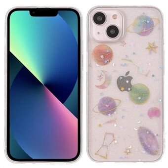 Stilfuld Star Planet Printing Stickers Design Anti-drop Epoxy TPU Cover Shell til iPhone 13 6.1 tommer