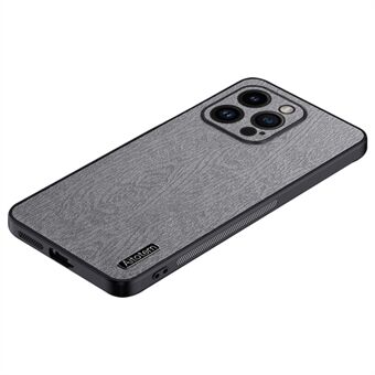Til iPhone 13 Pro 6,1 tommer anti-ridse trækornet telefoncover PU læder+PC+TPU etui med helt indpakket kamerabeskyttelse