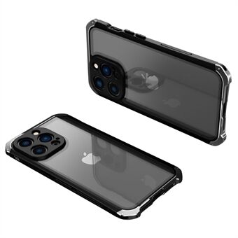 Hybrid-telefoncover i tre dele til iPhone 13 Pro Max, metalramme, hærdet glaspanel, beskyttelsescover til mobiltelefon