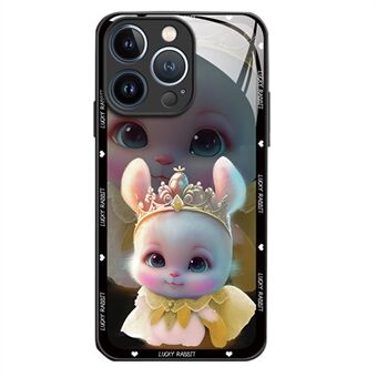 Til iPhone 13 Pro Max 6,7 tommer Anti-Dust Princess Rabbit Pattern Printing Telefonskal af hærdet glas+TPU telefoncover