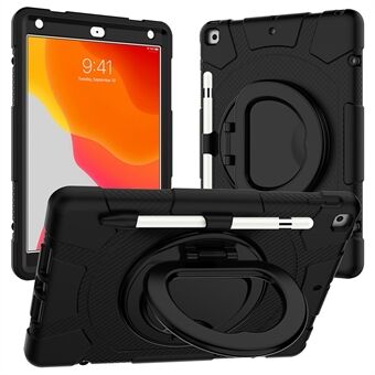 Til iPad 10.2 (2019)/(2020)/(2021) P8 PC + Silikone Anti-fald Tablet Case Roterende Kickstand Beskyttelsescover med skulderrem