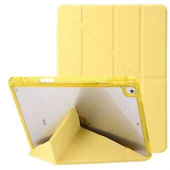 Til iPad 10.2 (2021) / (2020) / (2019) Tablettaske Origami Tri-fold Stand PU Læder+Klart akrylcover