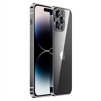 IM-CHEN Transparent PC Back Slim Phone Case til iPhone 14 Pro, Rustfrit Steel Anti-drop beskyttelsescover