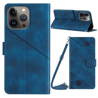 PT005 YB Imprinting Series-7 Crossbody Phone Case til iPhone 14 Pro PU Læder Wallet Stand Phone Cover