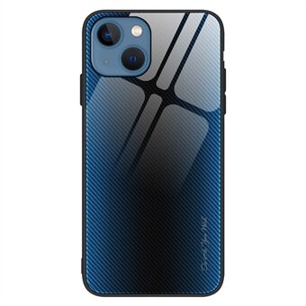 Til iPhone 14 Plus  hærdet glas, blød TPU-bagcover Carbon Fiber Texture Shock Absorption Telefoncover