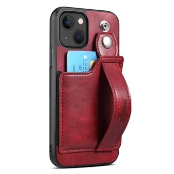 SUTENI H12 Series til iPhone 14 Plus Anti-ridse telefoncover med udtrækkelig armbåndskortholder læderbelagt pc + TPU telefoncover Kickstand