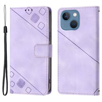 PT005 YB Imprinting Series-6 PU-læderetui til iPhone 14 Plus Skin Touch Wallet Stand Beskyttende Cover