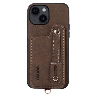 ABEEL Style 03 til iPhone 14 Plus Bagsideskal med kortpladser PU-læderbelagt TPU+PC Litchi Texture Telefon Støttebetræk