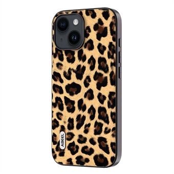 ABEEL til iPhone 15 Plus Telefon Etui Leopardtekstur PU læder + TPU + PC beskyttende cover