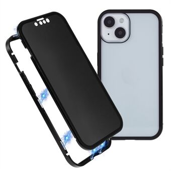 Til iPhone 15 Plus Anti-Spy Telefoncover Magnetisk Adsorption Metalramme + Dobbelt-sidet Hærdet Glas Stødsikkert Cover