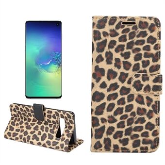 Leopard Pattern Wallet Stand Leather Cover for Samsung Galaxy S10 Plus