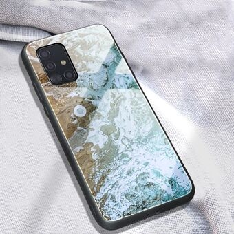 Beskyttelse marmor tekstur hærdet glas tilbage + TPU combo taske til Samsung Galaxy A71