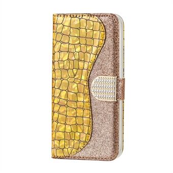 Glitrende pulver krokodille hud læder tegnebog taske til Samsung Galaxy A71 SM-A715
