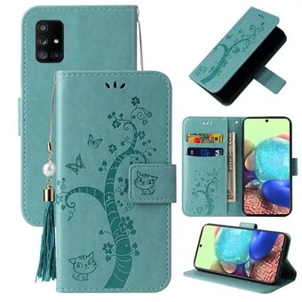 Aftryk Lucky Tree Wallet Læder Telefon Taske tilbehør til Samsung Galaxy A71 SM-A715