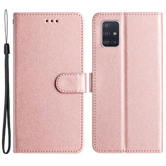 Til Samsung Galaxy A71 4G SM-A715 Scratch lædertelefon Stand Cover Silk Texture Case