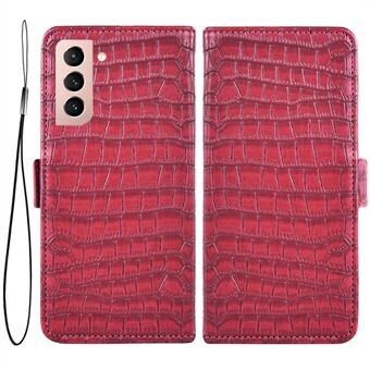 Anti-fading Leather Phone Case for Samsung Galaxy S21 5G, Crocodile Texture Shockproof Wallet Stand Full Protective Cover