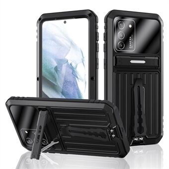 Anti-Fall Fuld beskyttelse TPU+Metal Hybrid Case Kickstand Shell med hærdet glasfilm og rem til Samsung Galaxy S21+ 5G