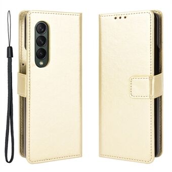 Crazy Horse Texture Stand Telefon Beskyttelsesetui Cover med håndrem til Samsung Galaxy Z Fold3 5G