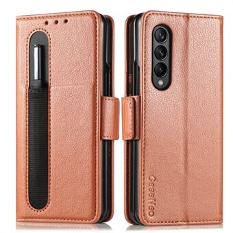 CASENEO Hard PC og PU Læder Telefon Flip Cover Pen Slot Magnetisk Telefon Case Stand Wallet til Samsung Galaxy Z Fold3 5G