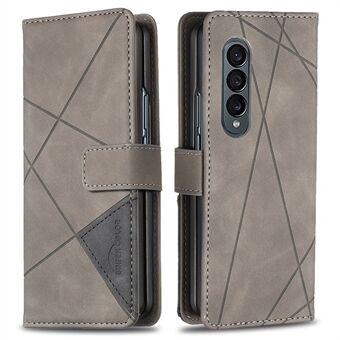 BINFEN FARVE Til Samsung Galaxy Z Fold3 5G påtrykt geometrisk mønster PU-lædercover Magnetisk lukning Stand Fuld beskyttelse Flip Wallet Telefonetui
