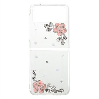 Butterflies Flower Sticking Diamond Decor Anti-Fall Hard PC-beskyttende telefoncover til Samsung Galaxy Z Flip3 5G