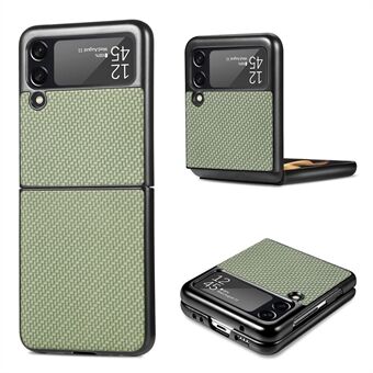 Carbon Fiber Texture Tynd Slank Stødsikker PU Læder Coated PC + PVC Telefon Case til Samsung Galaxy Z Flip3 5G