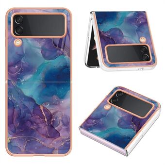 TPU-telefoncover til Samsung Galaxy Z Flip3 5G Galvanisering Anti-Drop-etui YB IMD Series-16 Style E 2,0 mm marmormønster IMD-bagcover