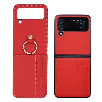 Cross Texture Magnetic Phone Case til Samsung Galaxy Z Flip3 5G , Card Slot Design Slankt PU-læder+PC-telefoncover