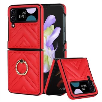 ZD 07 Kickstand Phone Case til Samsung Galaxy Z Flip3 5G Anti-Drop V-Shape Stitched PU Læder PC Cover