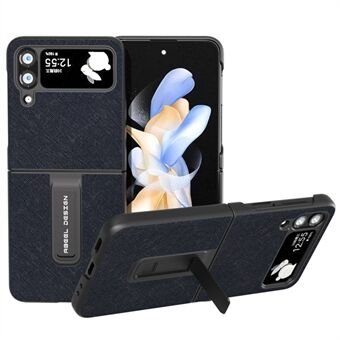 ABEEL Til Samsung Galaxy Z Flip3 5G Kickstand Kohud Læderbelagt PC-etui Cross Texture Telefoncover