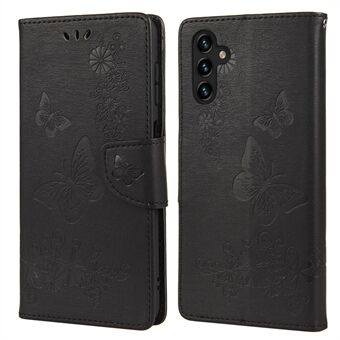 Butterflies Flower Imprinted Wallet Stand Læder Cover Case til Samsung Galaxy A13 5G / A04s 4G (164,7 x 76,7 x 9,1 mm)