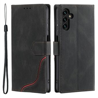002 Series Håndledsrem Telefon Flip Covering Splejsningsstil Stand Wallet Lædertaske til Samsung Galaxy A13 5G / A04s 4G (164,7 x 76,7 x 9,1 mm)